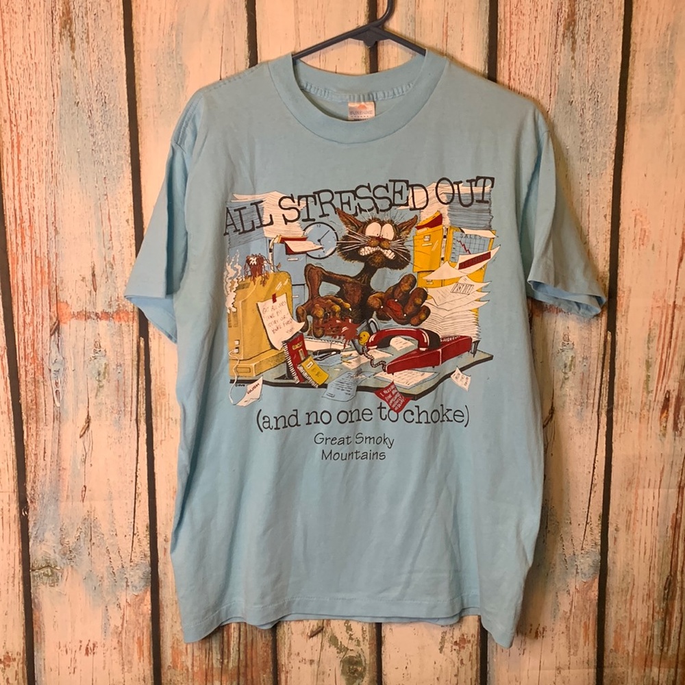 Vintage Single Stitch All Stressed Out Graphic Tee Size L by Sunshine Apparel